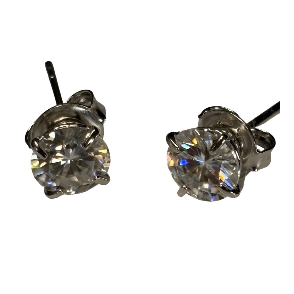 GRA Moissanite Diamond Stud Earrings 0.8ct D Color VVS1 14k White‎ Gold Plated